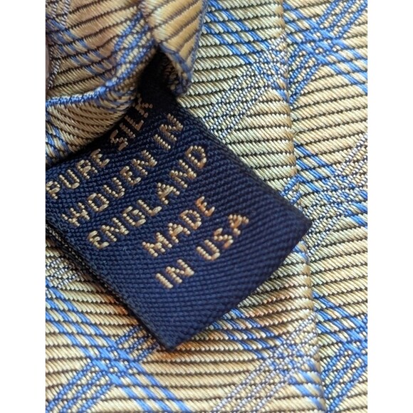 NEW BROOKS BROTHERS Makers Silk Neck Tie Yellow & Blue Cross Hatch 59x3.5" NWT - Picture 5 of 8